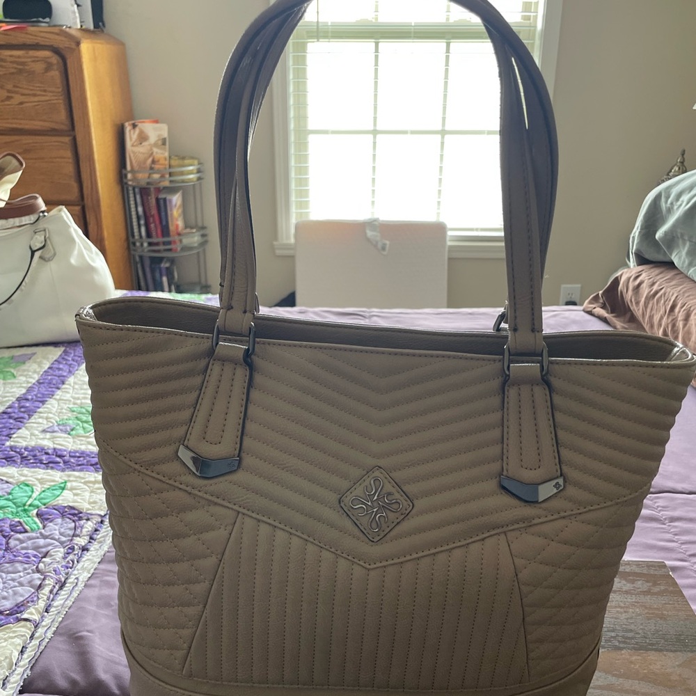 Simply Vera Vera Wang Tan Quilted Tote Bag